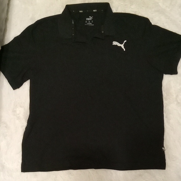 Puma Black Polo Shirt with Classic Collar - Picture 1 of 3